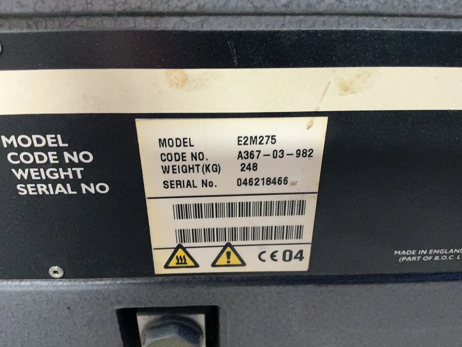 BOC Edwards #E2M275, vacuum pump, 8.5/7.5 KW, 1450/1735/1750 RPM, w/ Edwards MF-300 outlet mist filter - Image 2