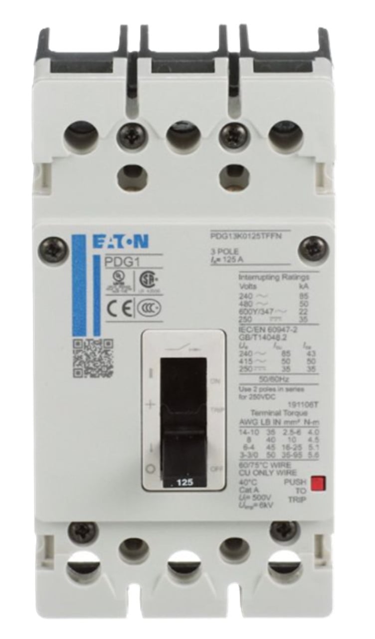 Eaton PDG13C0060TFFN Defense Circuit Breaker, 60A, 3-Pole, 18kA/480V, Frame 1, NEW - Image 1