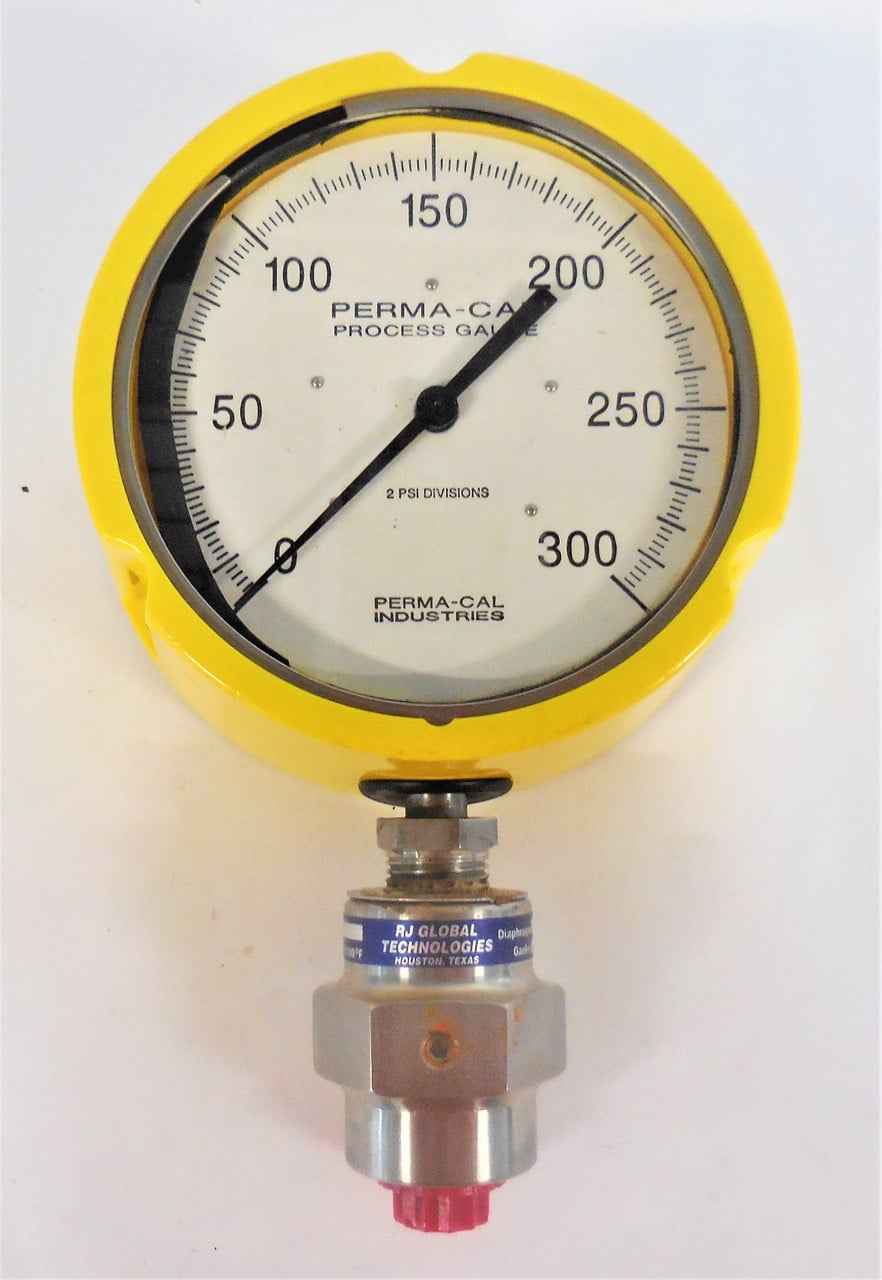 Perma-Cal RJ Gobal 121TID07Y23 TW1.5A-0016 Pressure Gauge w/Diaphragm, 0-300 PSI, NEW - Image 1