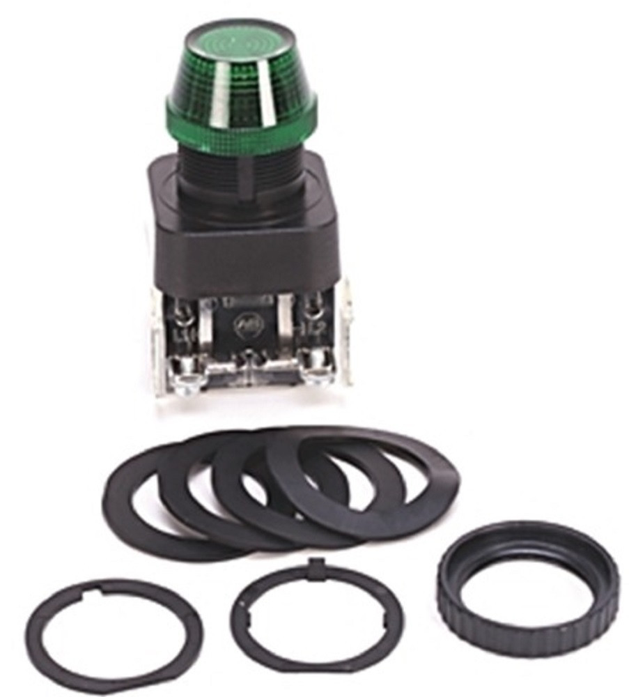Allen-Bradley 800H-QR10G Pilot Light, Full Voltage, 120V AC/DC, Green, 30mm, NEW - Image 1