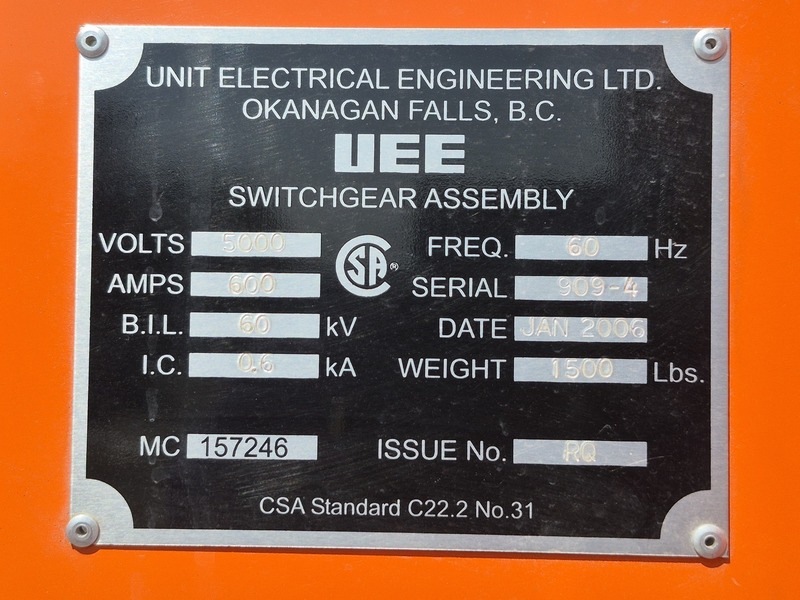 600 Amp. UEE, 5 KV Fused Disconnect Load Interrupter Switch, loadbreak C-cell, 5000 Volts, 3PH, 2006 - Image 2