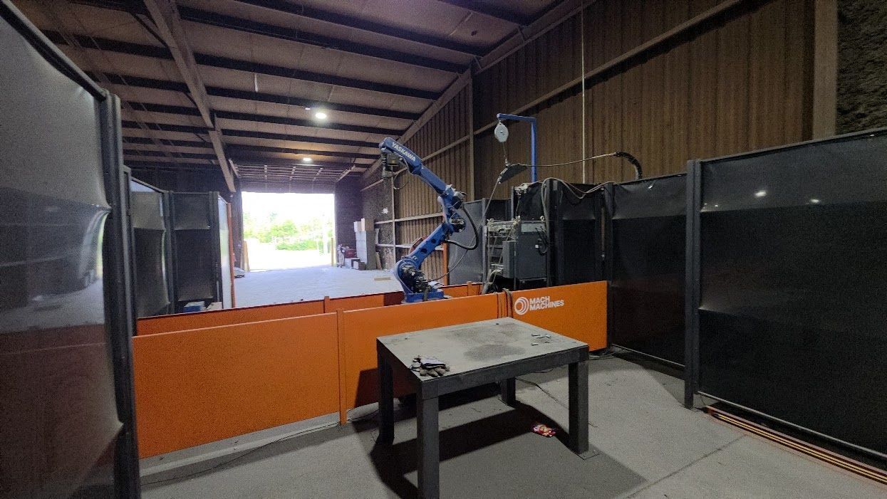Mach Machines, 2-Position Robotic Welding Cell, headstock/tailstock interpolated axis, manual weld table - Image 2