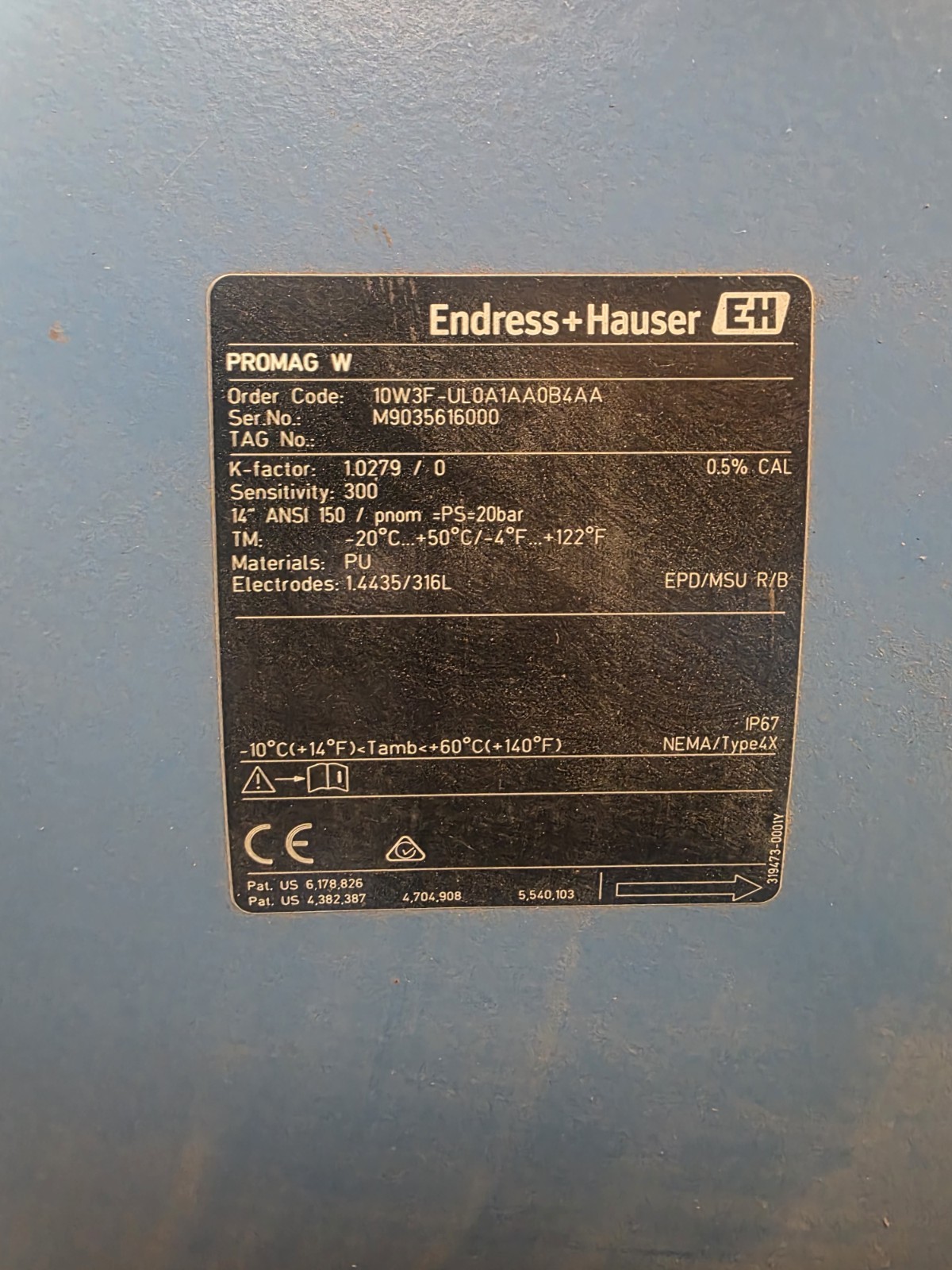 Endress Hauser #10W3F, Promag 10W Electromagnetic Flow Meter, 10", ANSI 150, HART, NEW - Image 2