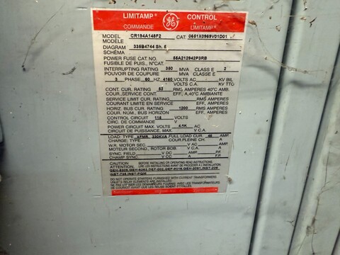 General Electric #CR194A148F2, limitamp motor motor cont, 4160 Volts - Image 5