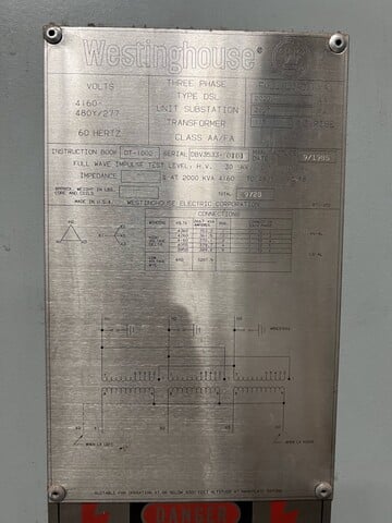 2000/2667 KVA 480Y/277 Secondary, Westinghouse #480Y/277, Transformer, Cast Coil, Dry Type - Image 3
