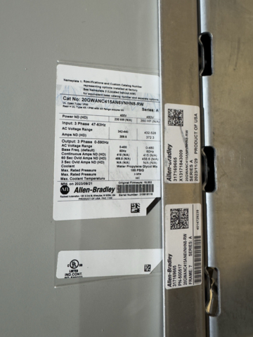 Allen-Bradley #2 0gwanc415an6vnhn8-, Variable Frequency Drive, 3 Phase, Liquid Cooled - Image 3