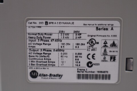 3 HP Allen-Bradley #20DB9P6A0EYNANAUE, powerflex 700s variable frequency d, NEW - Image 4