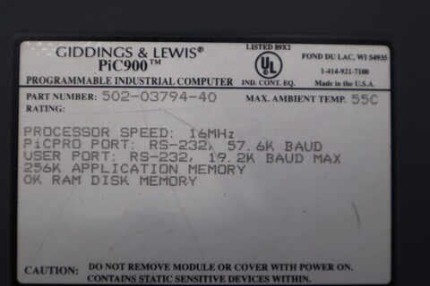 Giddings & Lewis #502-03794-40, PIC900 Programmable PLC - Image 4