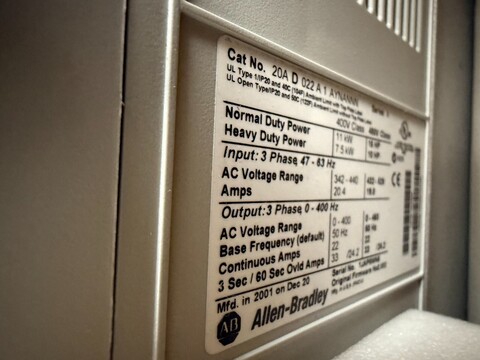 15 HP Allen-Bradley #20AD022A1AYNANNN, powerflex 70 variable frequency dri, NEW - Image 5