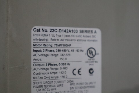 100 HP Allen-Bradley #ALLEN, powerflex 400 variable frequency dr - Image 2