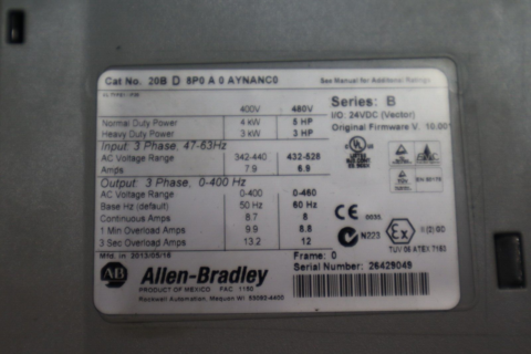 5 HP Allen-Bradley #20BD8P0A0AYNANC0, powerflex 700 variable frequency dr, 460 Volts - Image 5