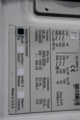 Eaton #RDC816T88WP02SS29Y01, Air Circuit Breaker, NEW - Image 2