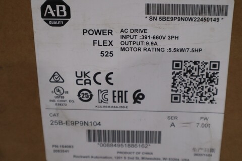Allen-Bradley #25B-E9P9N104, powerflex 525 variable frequency dr, 600 Volts - Image 2