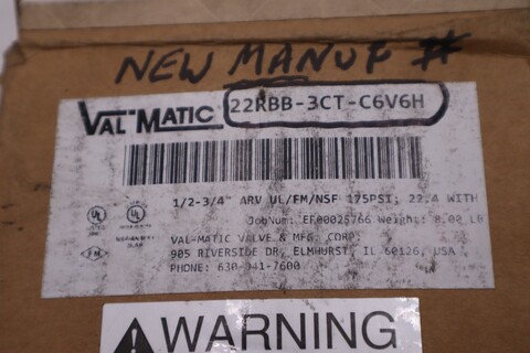 Val Matic Check Valve 22RBB-3CT-C6V6H 1/2" -3/4" Flanged Valve 175PSI NEW #2081B - Image 4