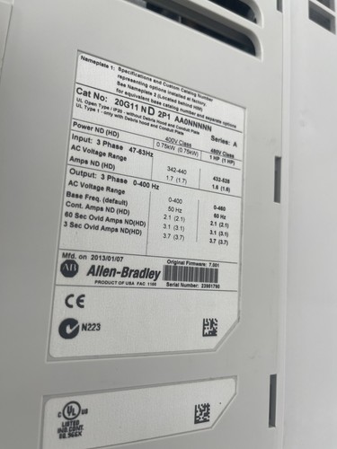 NEW ALLEN BRADLEY PowerFlex 755 20G11ND2P1AA0NNNNN 1 HP VFD DRIVE STOCK 3697 - Image 5