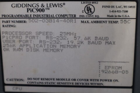 Giddings & Lewis PiC900 CPU Module 502-03814-40R1 STOCK 3808 - Image 5