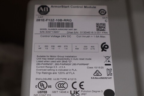 NEW Allen-Bradley 281E-F12Z-10B-RRG /C Series C ArmorStart DOLR-G Starter S-714 - Image 4