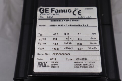 General Electric faunc mtr-3n33-g-r-0-n-s-a brushless servo motor stock 2208 - Image 4