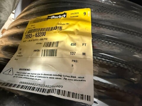 Parker 7093-63200 GST II Air & Water Hose 5/8" ID,.97 outside dimension, Black, 200 PSI 450 ft RL - Image 1