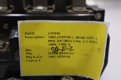 Ab allen bradley 500f-dod930 ser. a 120v contactor stk cc190 - Image 3