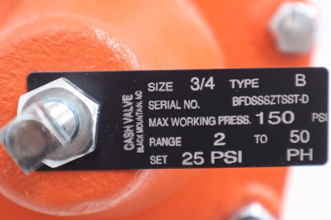 Cash valve bfdsssztsst-d size 3/4' ' new type b 150 psi stock 4278 - Image 2