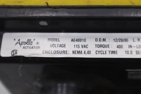 Apollo ae40010 actuator 115vac nema 4 torque 400 in-lbs stock 3452-a - Image 2