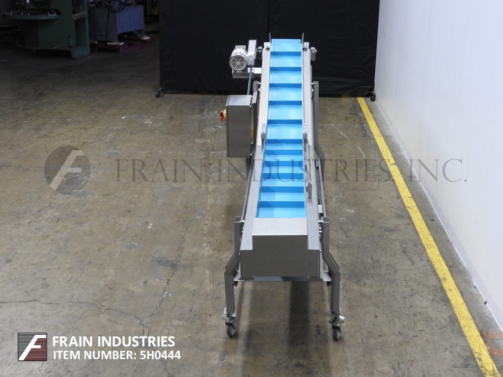 16" wide x 6.1' long, Smalley, Stainless Steel, inclined cleated belt conveyor, food grade belt, 1/2 HP drive - Image 3