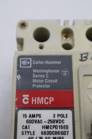 HMCP015E0 Cutler-Hammer Hammer Motor Circuit Protector 15A 3P 600V STOCK 4055-A - Image 6