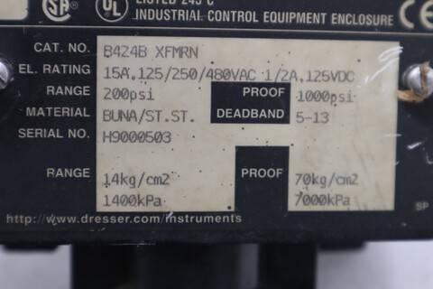 Ashcroft pressure switch cat #b424b xfmrn stock gf372 - Image 2