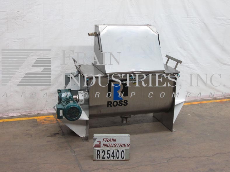 25 cu.ft. Ross #42N-25, 304 Stainless Steel, double ribbon blender w/bag break station with lid, 4" bottom - Image 1