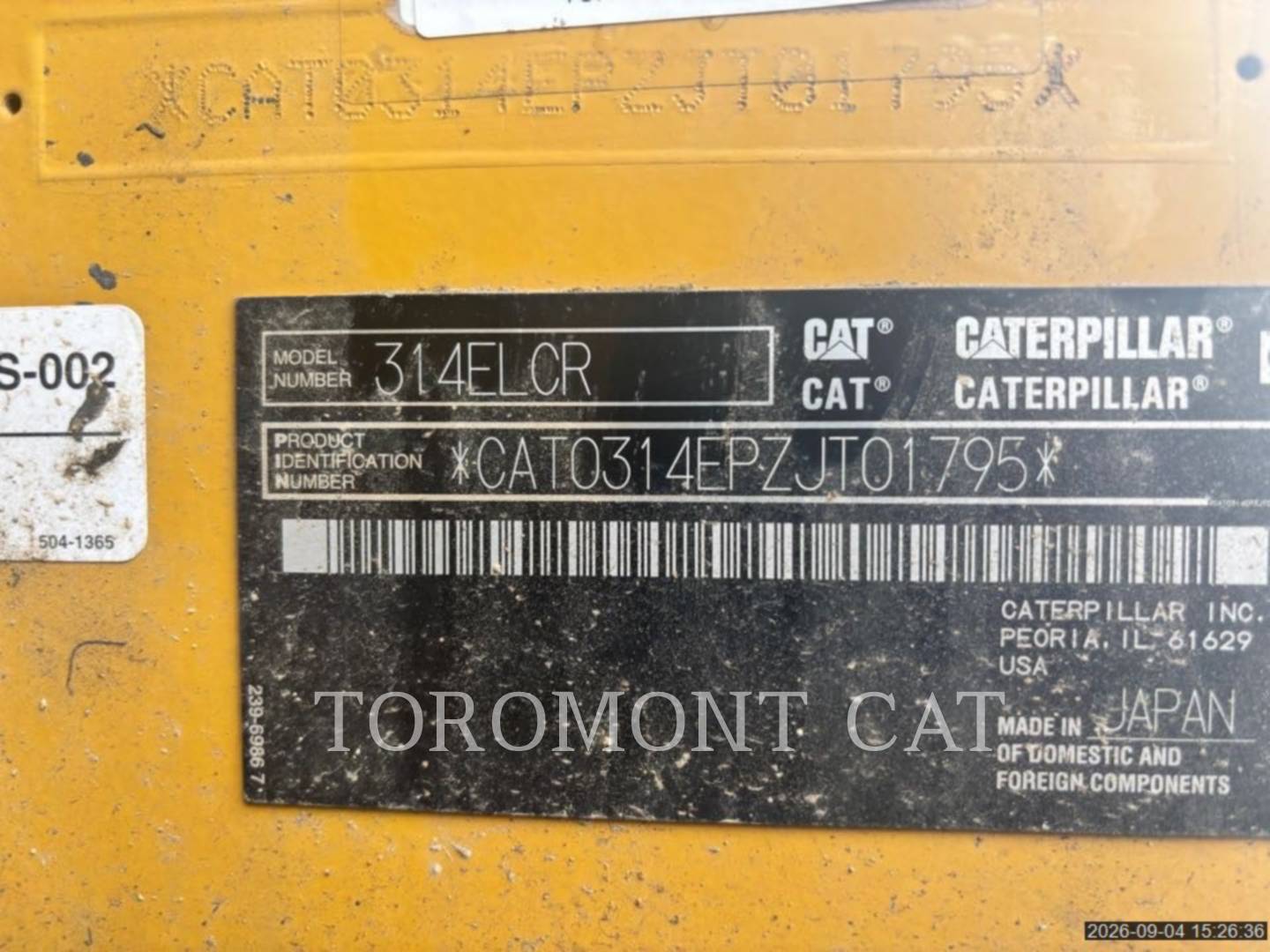 Caterpillar 314EL, 4790 hours, S/N: ZJT01795, 2017 - Image 6