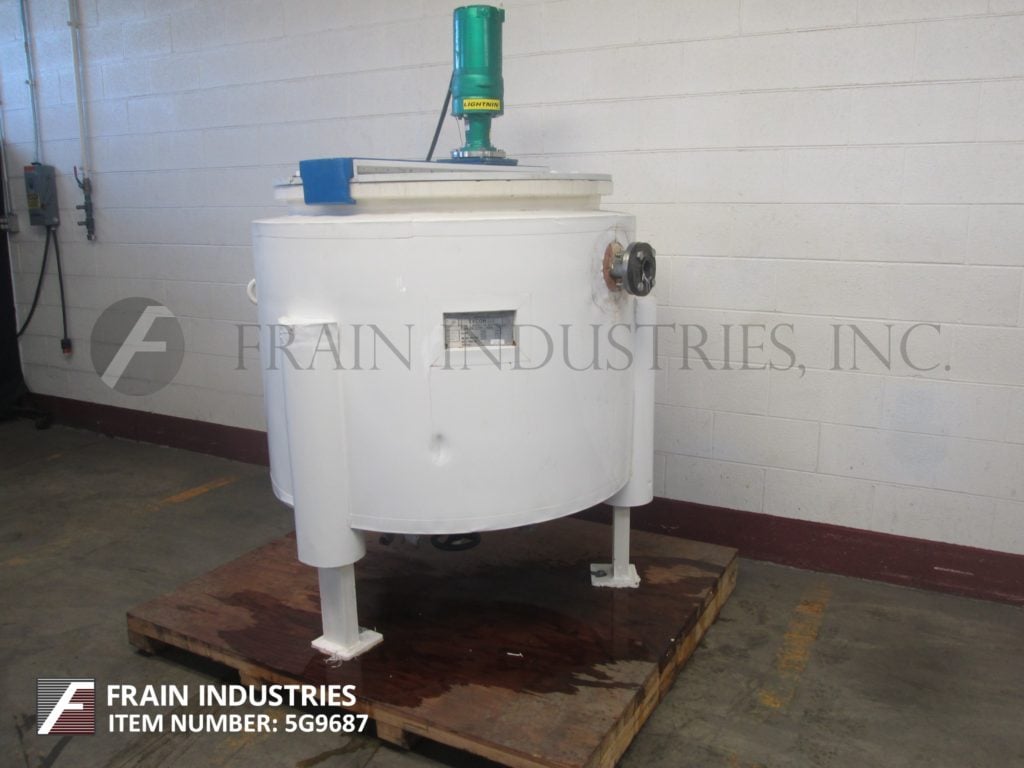 150 gallon Tycon USA, glass lined low pressure jacketed mixing tank, lift up covers, 38" diameter x 32" deep - Image 1