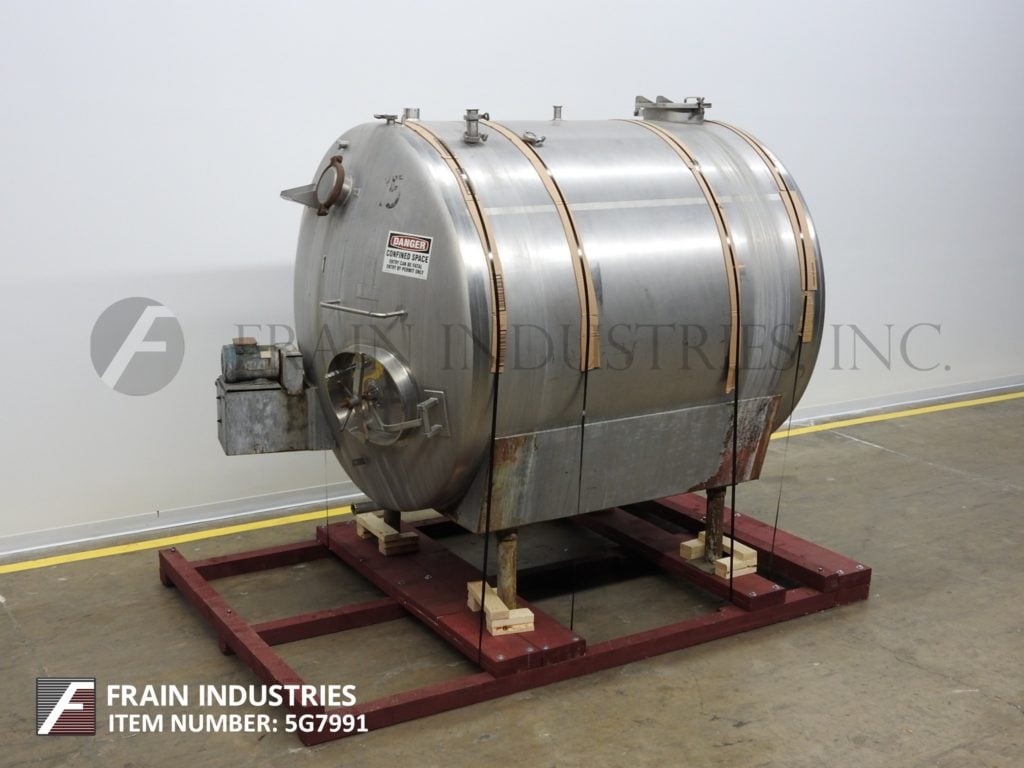 1500 gallon Cherry Burrell #CH, 304 Stainless Steel horizontal tank, 72" diameter x 80" straight wall, dish - Image 1