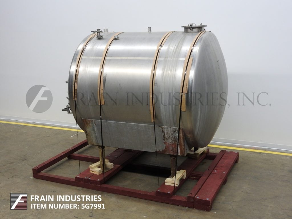 1500 gallon Cherry Burrell #CH, 304 Stainless Steel horizontal tank, 72" diameter x 80" straight wall, dish - Image 5