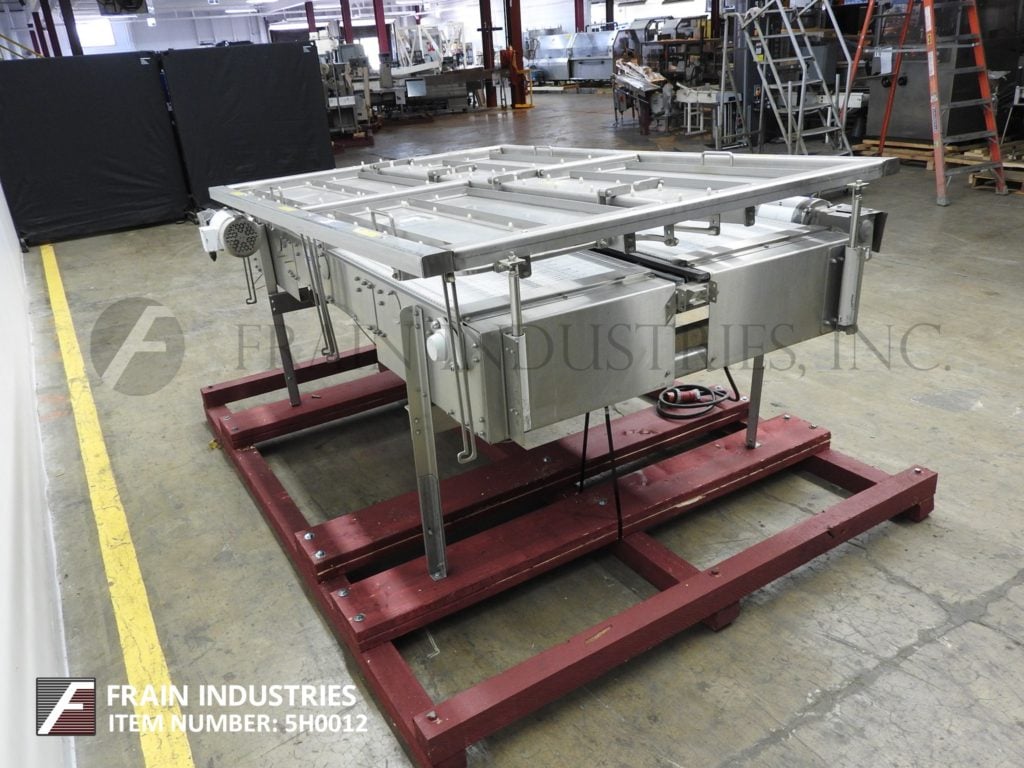 52-1/2" W x 83" L Nercon, Stainless Steel bi-directional table top belt accumulation conveyor - Image 3