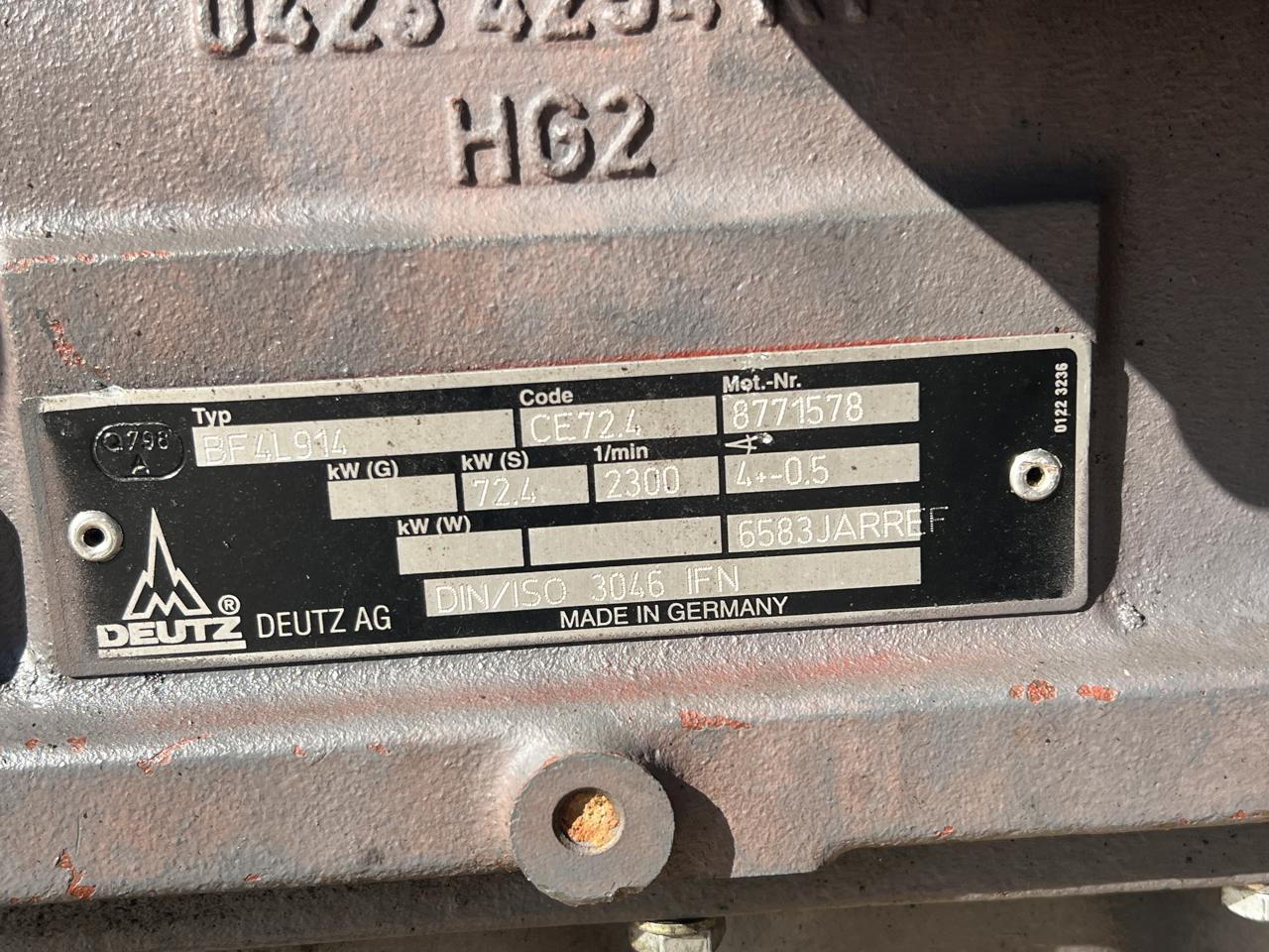100 HP Deutz #BF4L914, industrial diesel engine, air cooled, 2000 - Image 10