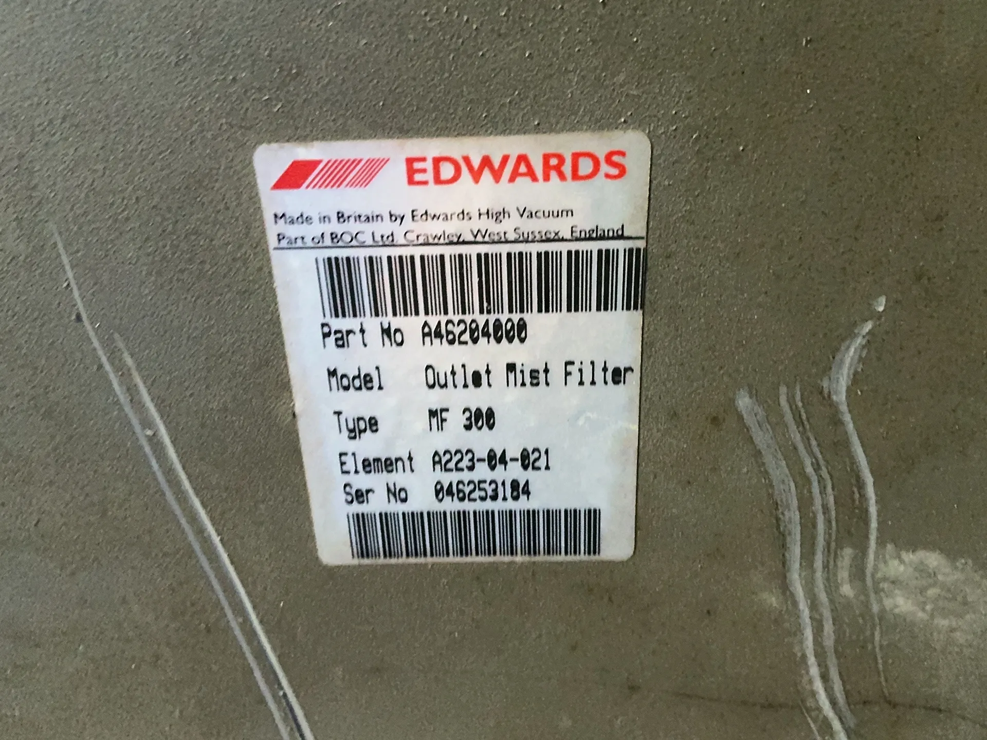 BOC Edwards #E2M175, vacuum pump, 6.5 KW, 1740 RPM, Edwards MF 300 outlet mist filter, 208-230/460 V. (5 - Image 6
