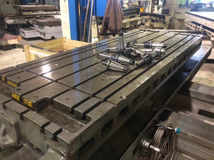 4" Giddings & Lewis #65D4-T, 36" x 96" T-slotted table, #50 taper, power draw bar, 1963 - Image 3