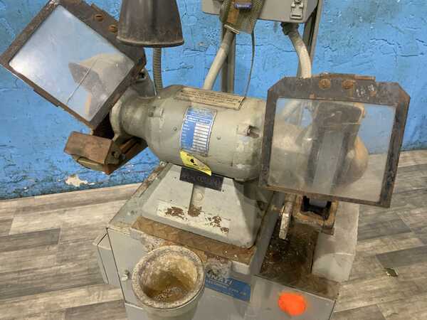 8" Cincinnati #102, double end pedestal grinder, 1" wheel width, 16" between wheels, tool rest, eye shield - Image 2