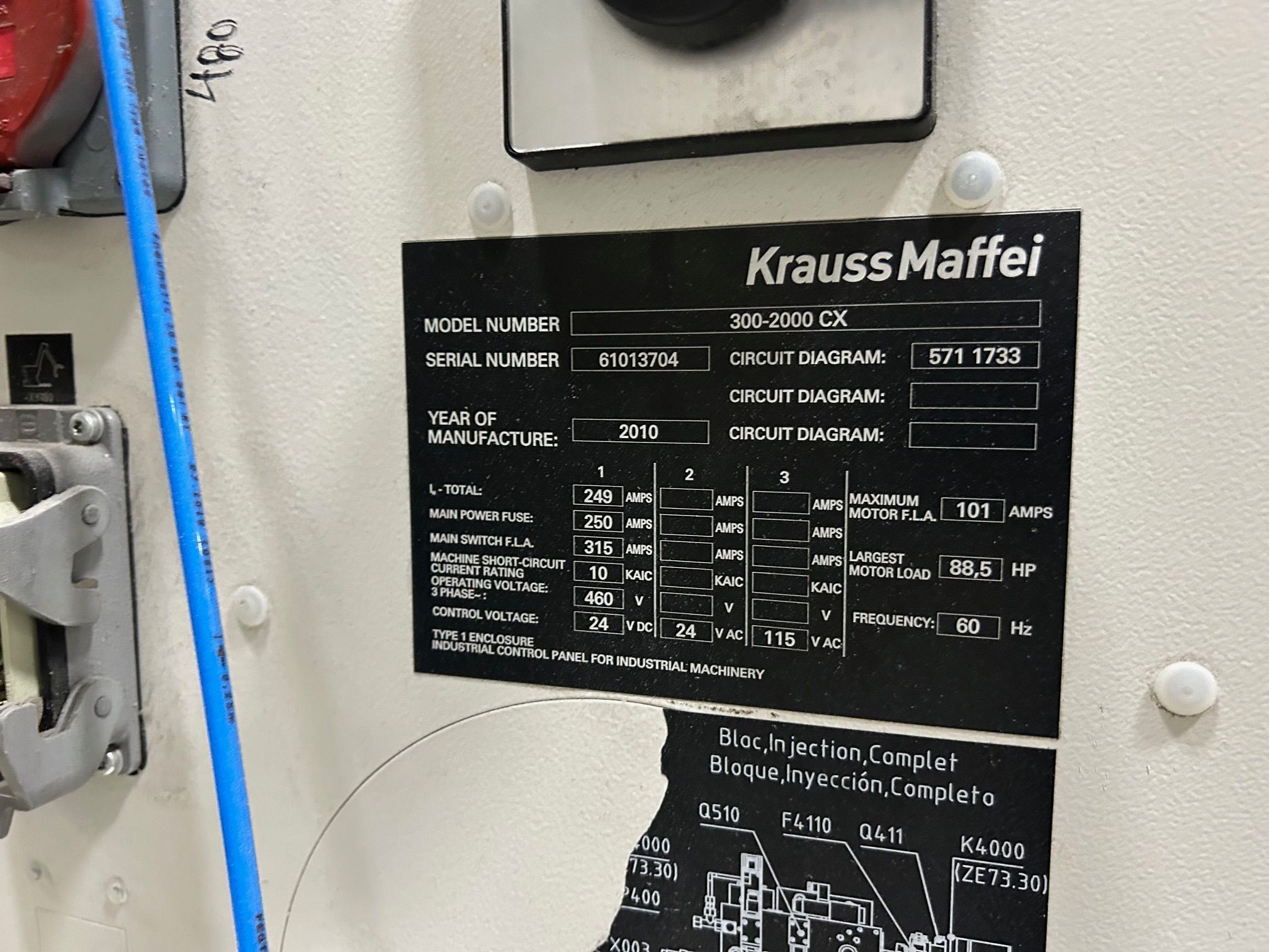 Krauss Maffei #CX-300-2000, injection molding machine, 2010 - Image 2