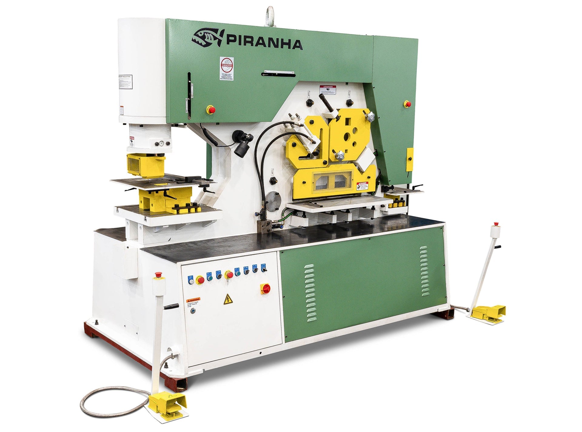 7-3/4" x 7-3/4" x 11/16" Piranha #BII225, hydraulic ironworker, 225 Ton, 5 stations, 1-1/2" x 1-3/8" punch - Image 1