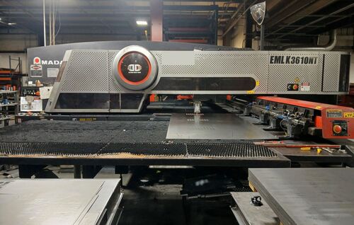 33 Ton, Amada #EMLK-3610-NT, CNC turret punch/laser combination, 58 station, 4 automatic index, 60" x 200" - Image 1