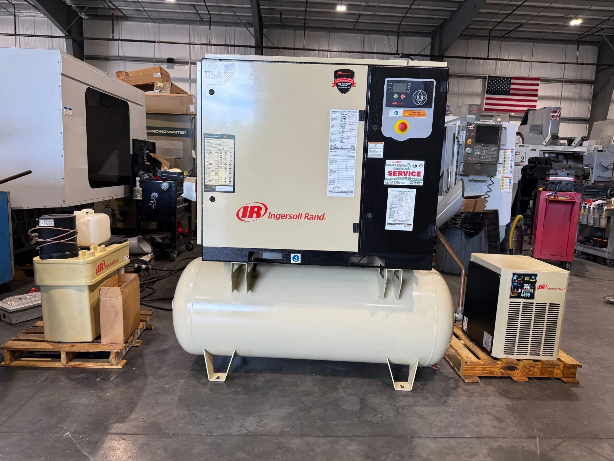 59-99 CFM, 125 psi, Ingersoll-Rand #UP6S-25-125, rotary screw air compressor, 25 HP, 120 gallon tank, D108IN - Image 1