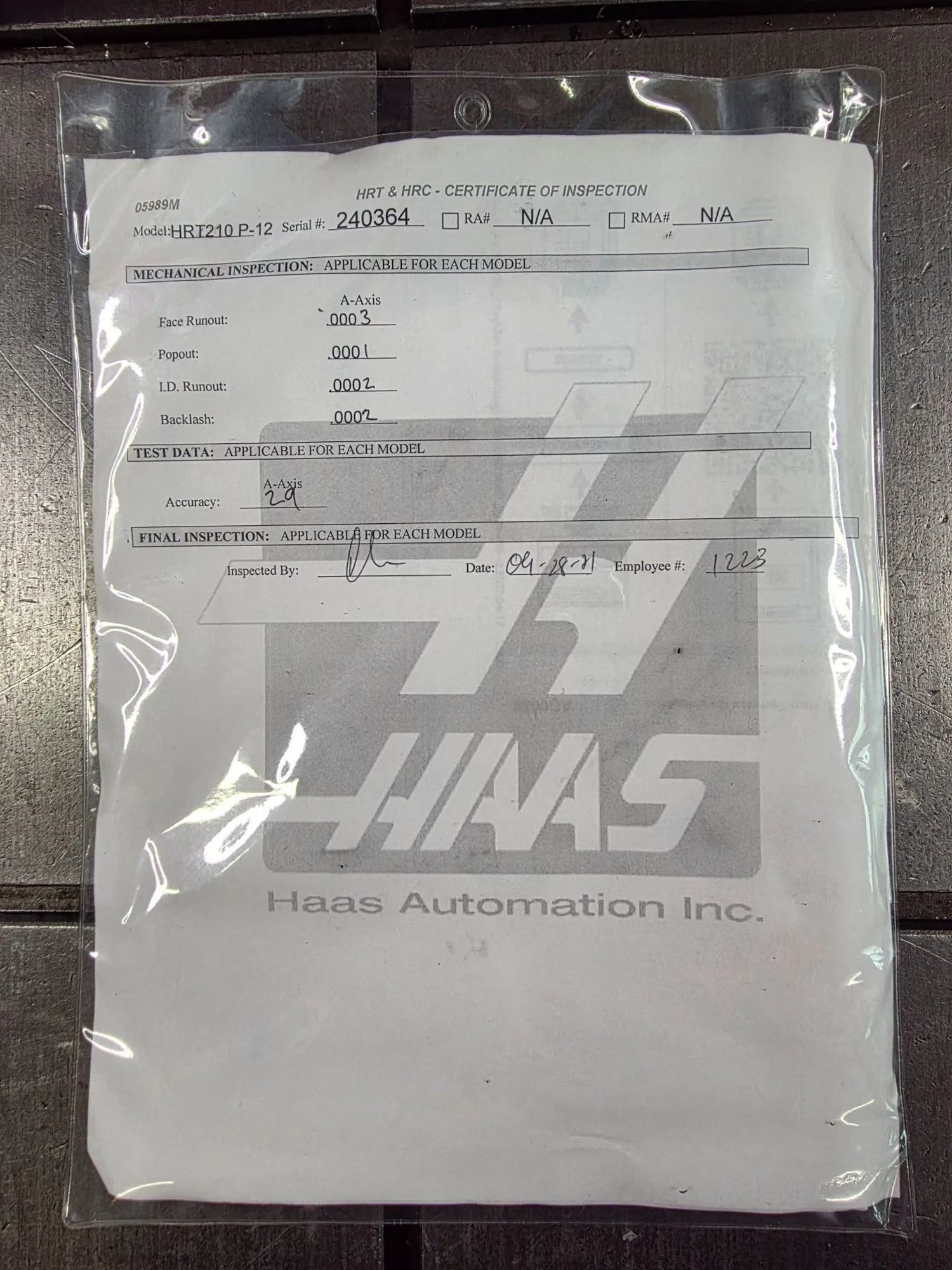 8.27" Haas #HRT-210, brushless 4th axis CNC rotary table, 160 ft.lb. torque, 200 ft.lb. brake, 6 T-slots - Image 8