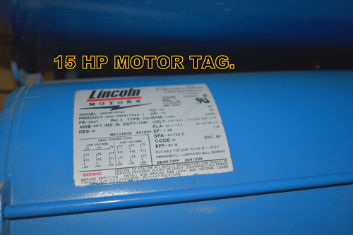 57 cfm, 100 psig, Quincy Northwestern #F15-V, Rotary Screw Air Compressor, 15 HP, 460 V., electrical panel - Image 7