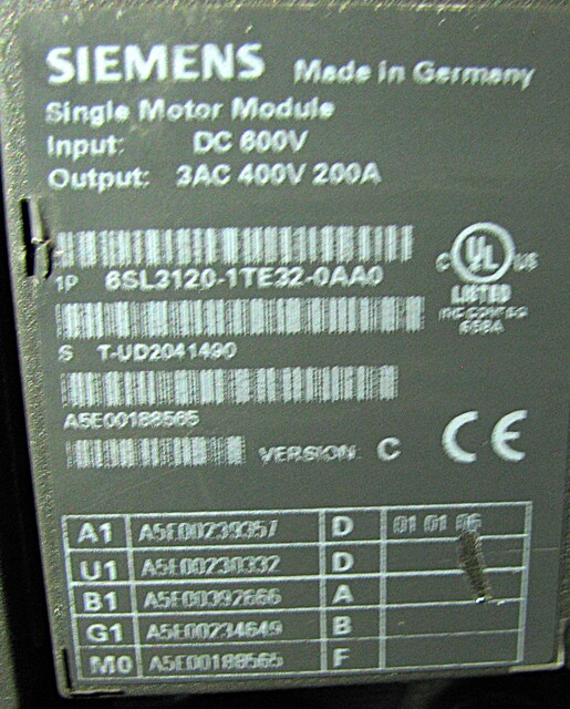100 HP Siemens, Sinamics-6SL3130-7TE28-OAA1, AC Variable Frequency Drive, 133 amps, 600 Volts - Image 5