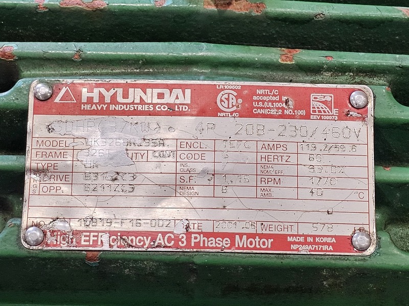 50 HP 1770 RPM Hyundai #HK326SR235A, AC Electric Motor w/Parker variable displacement piston pump, Frame - Image 2