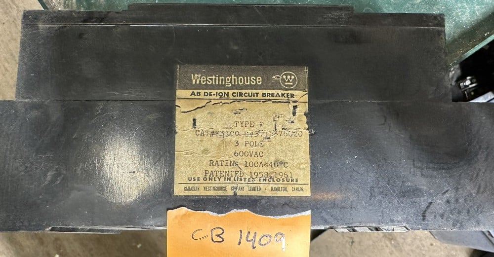 100 Amps, Canadian Westinghouse, Circuit Breaker, 3-Pole, 600 VAC Max., Non-Adjustable / Fixed Trip, Type " F" - Image 4