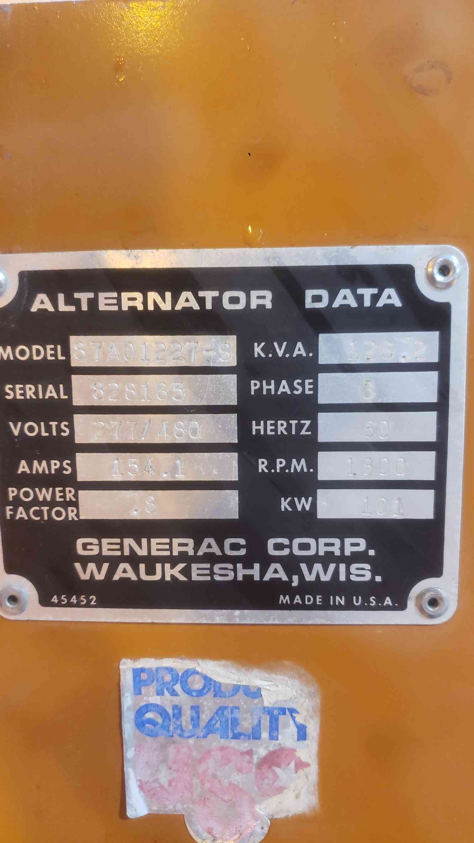 100 KW Generac #440FDR8017GG-F915, diesel generator, 277/480 Volts, 347/173 Amps, 3 Phase, 628.6 hours - Image 7