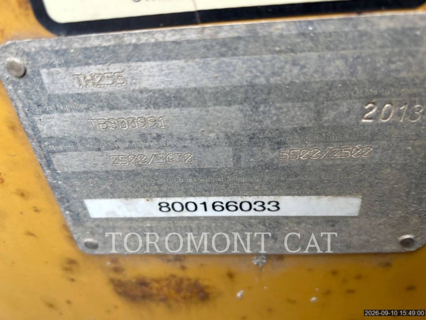 Cat TH255, Telehandler, 4000 hours, S/N: TBS00991, 2013 - Image 6
